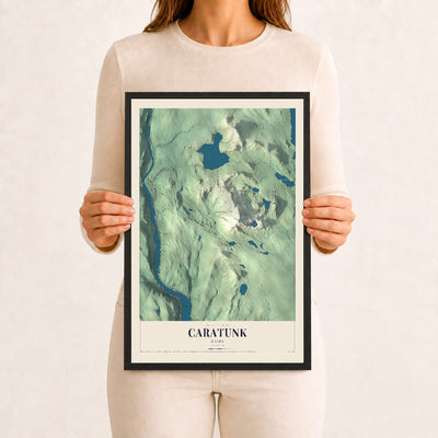 Caratunk, Maine map print - 12 x 18 black Ayous wood frame