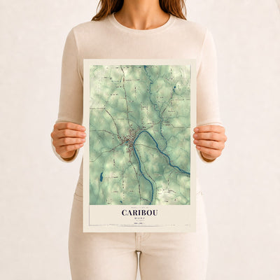 Caribou, Maine map print - 12 x 18 archival matte print