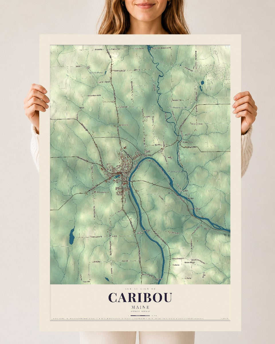 Caribou, Maine map print - 24 x 36 archival matte print