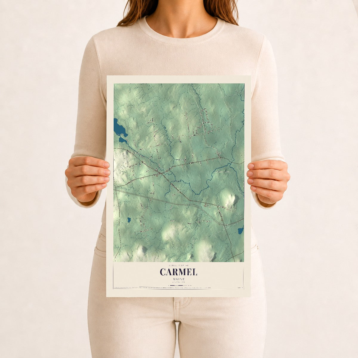 Carmel, Maine map print - 12 x 18 archival matte print