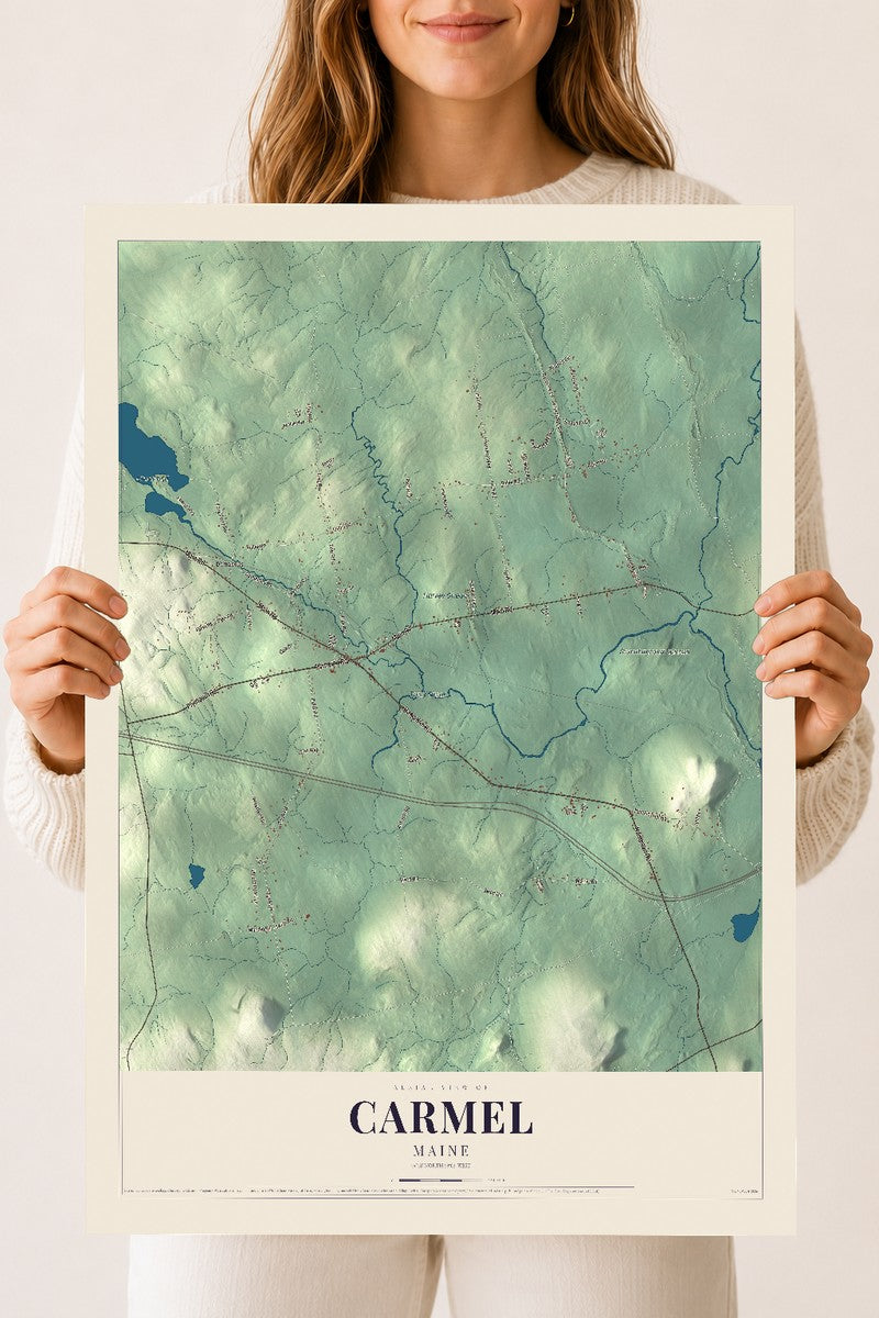 Carmel, Maine map print - 18 x 24 archival matte print
