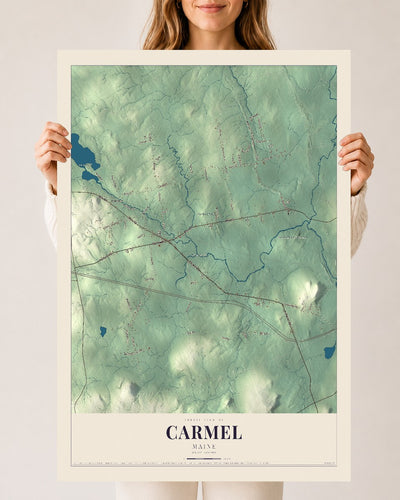 Carmel, Maine map print - 24 x 36 archival matte print