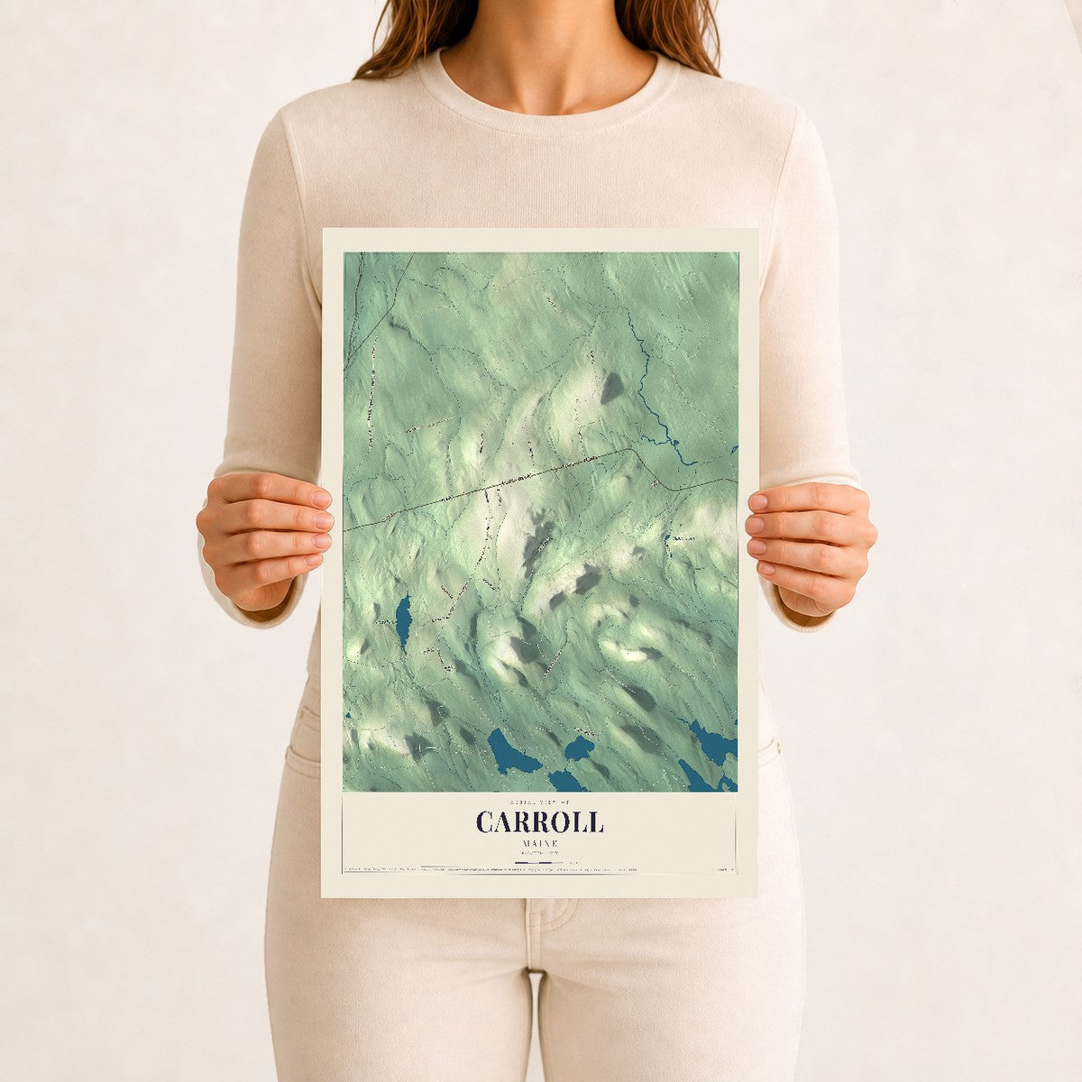 Carroll, Maine map print - 12 x 18 archival matte print