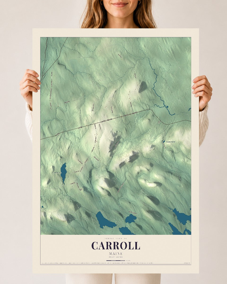 Carroll, Maine map print - 24 x 36 archival matte print