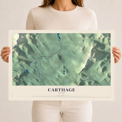 Carthage, Maine map print - 12 x 18 archival matte print