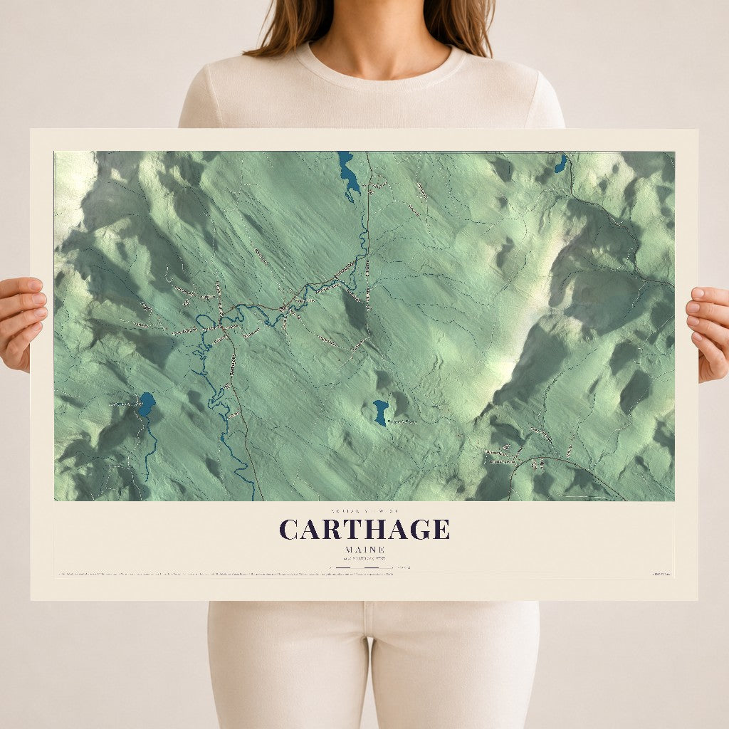 Carthage, Maine map print - 18 x 24 archival matte print