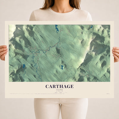 Carthage, Maine map print - 18 x 24 archival matte print