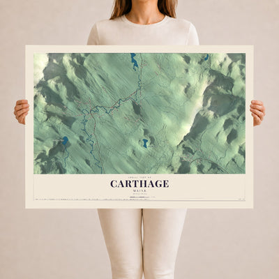 Carthage, Maine map print - 24 x 36 archival matte print