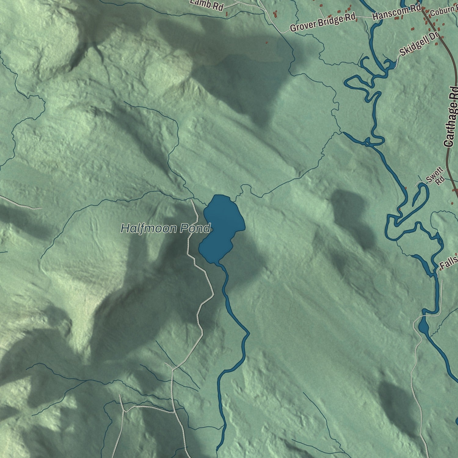 Terrain and local geography detail from the Carthage, Maine map