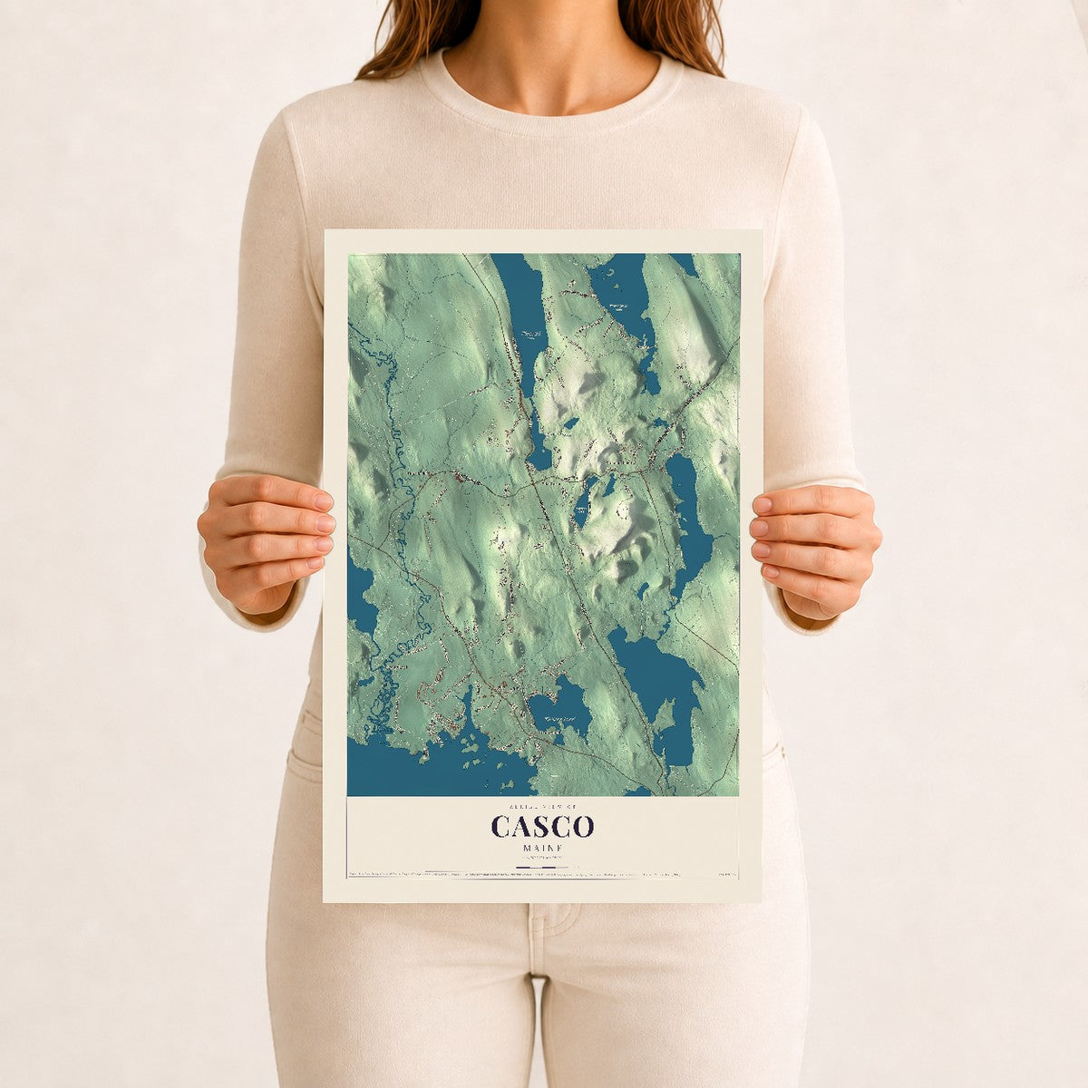 Casco, Maine map print - 12 x 18 archival matte print