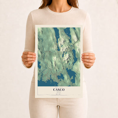 Casco, Maine map print - 12 x 18 archival matte print