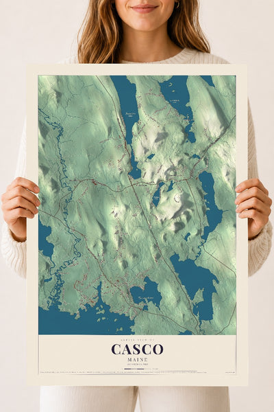 Casco, Maine map print - 18 x 24 archival matte print