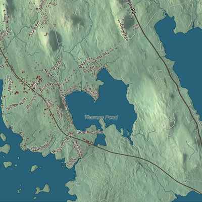 Terrain and local geography detail from the Casco, Maine map
