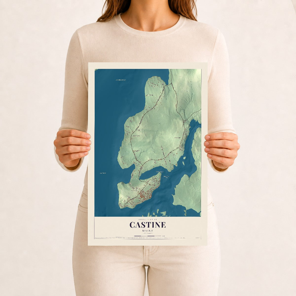 Castine, Maine map print - 12 x 18 archival matte print