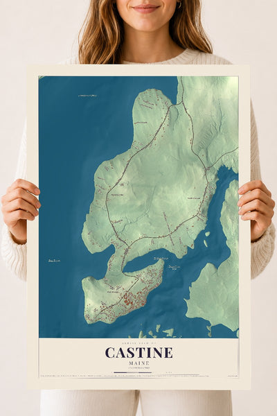 Castine, Maine map print - 18 x 24 archival matte print