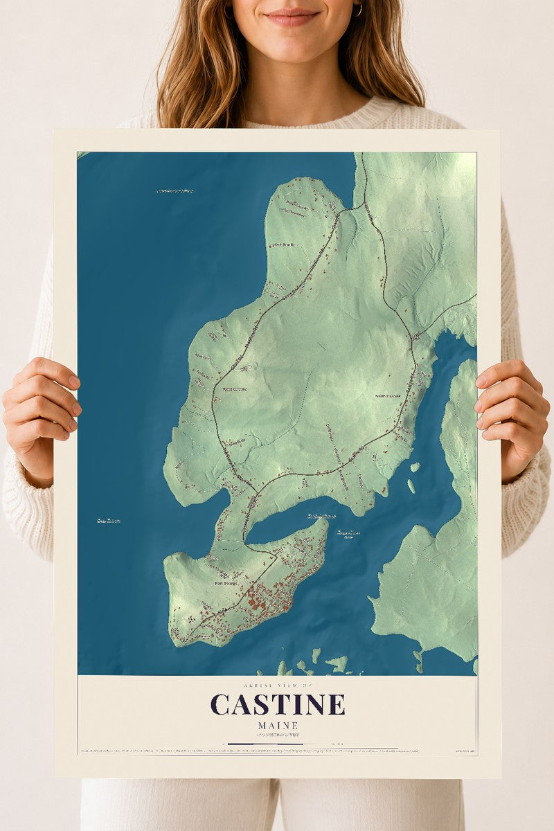 Castine, Maine map print - 18 x 24 archival matte print