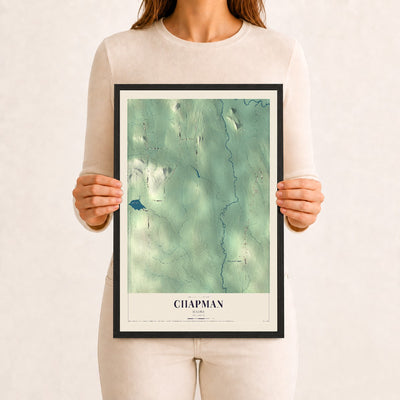 Chapman, Maine map print - 12 x 18 black Ayous wood frame
