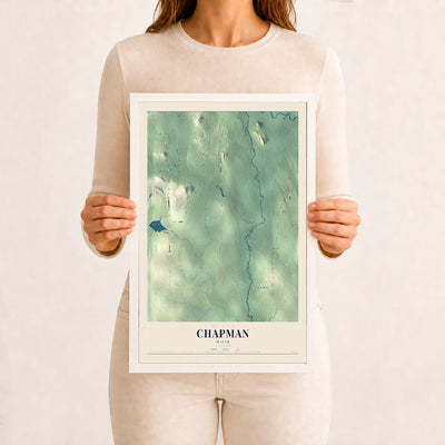 Chapman, Maine map print - 12 x 18 white Ayous wood frame