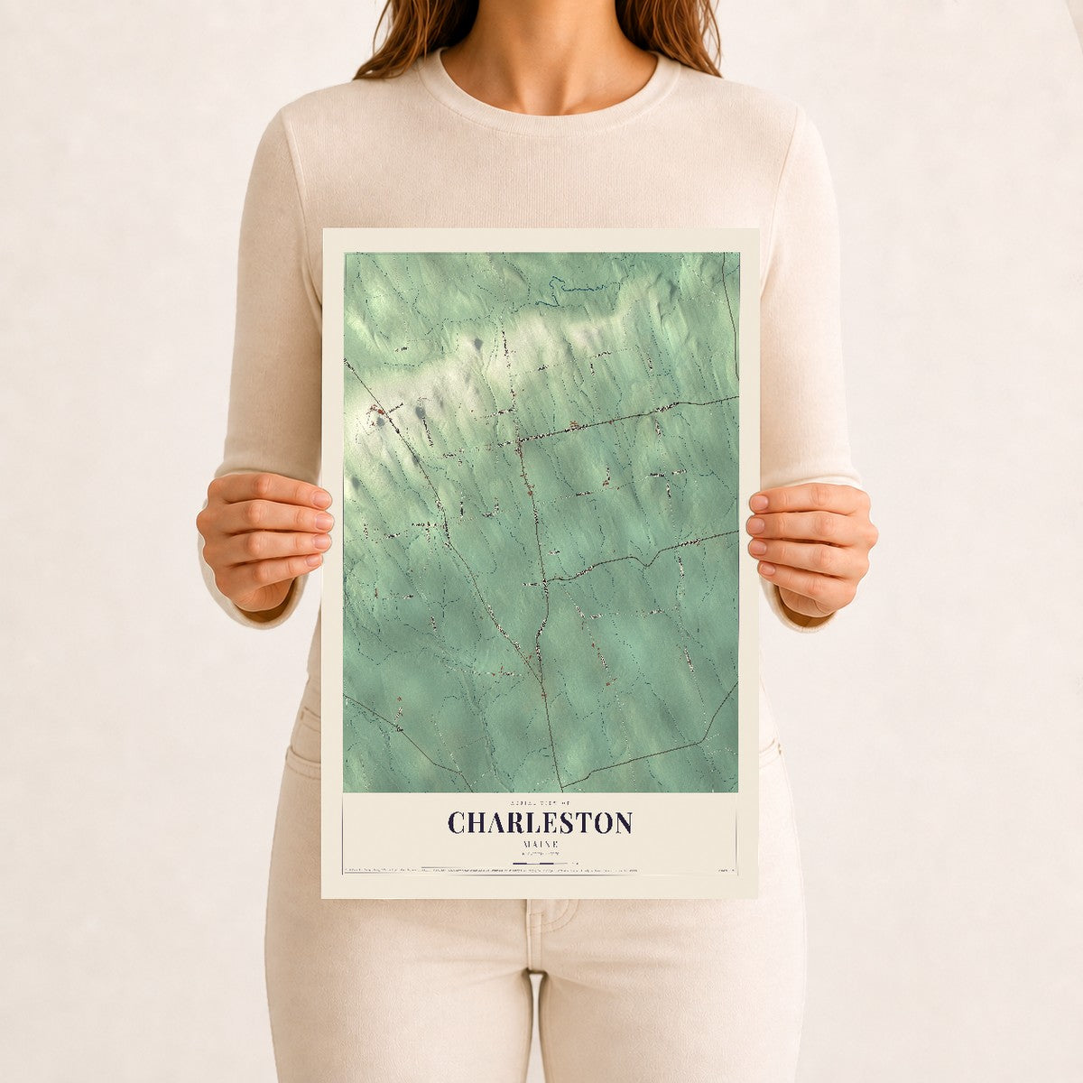 Charleston, Maine map print - 12 x 18 archival matte print
