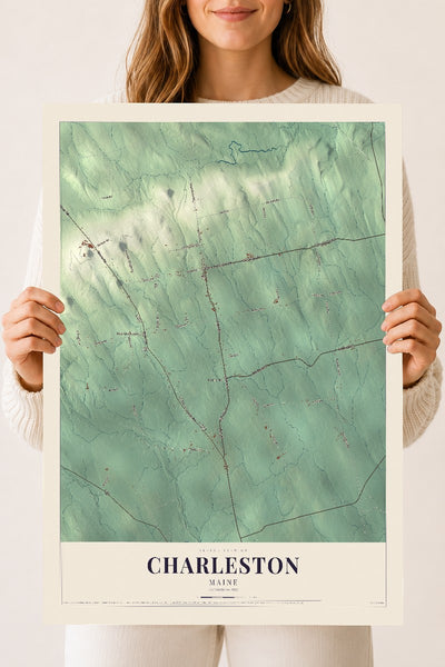 Charleston, Maine map print - 18 x 24 archival matte print