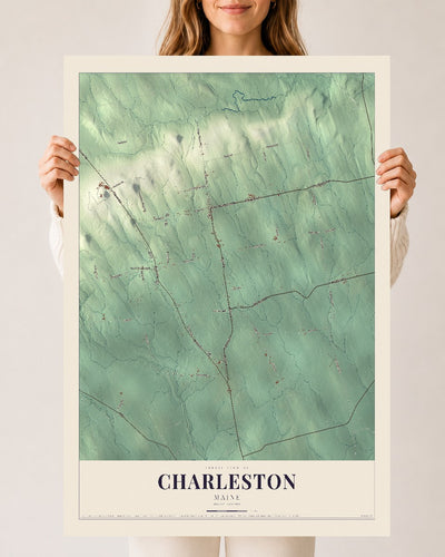 Charleston, Maine map print - 24 x 36 archival matte print