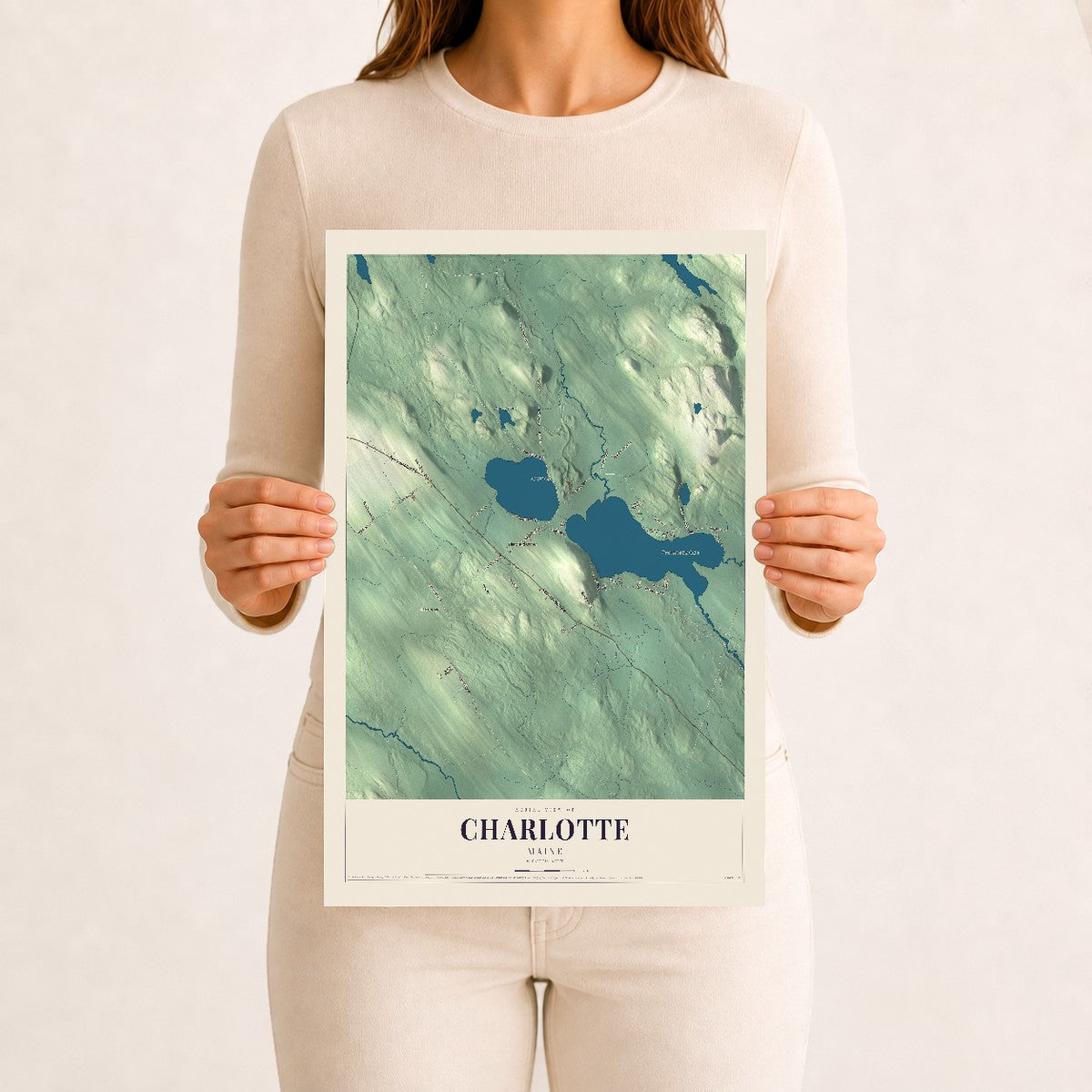 Charlotte, Maine map print - 12 x 18 archival matte print