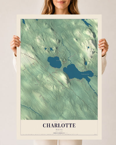 Charlotte, Maine map print - 24 x 36 archival matte print