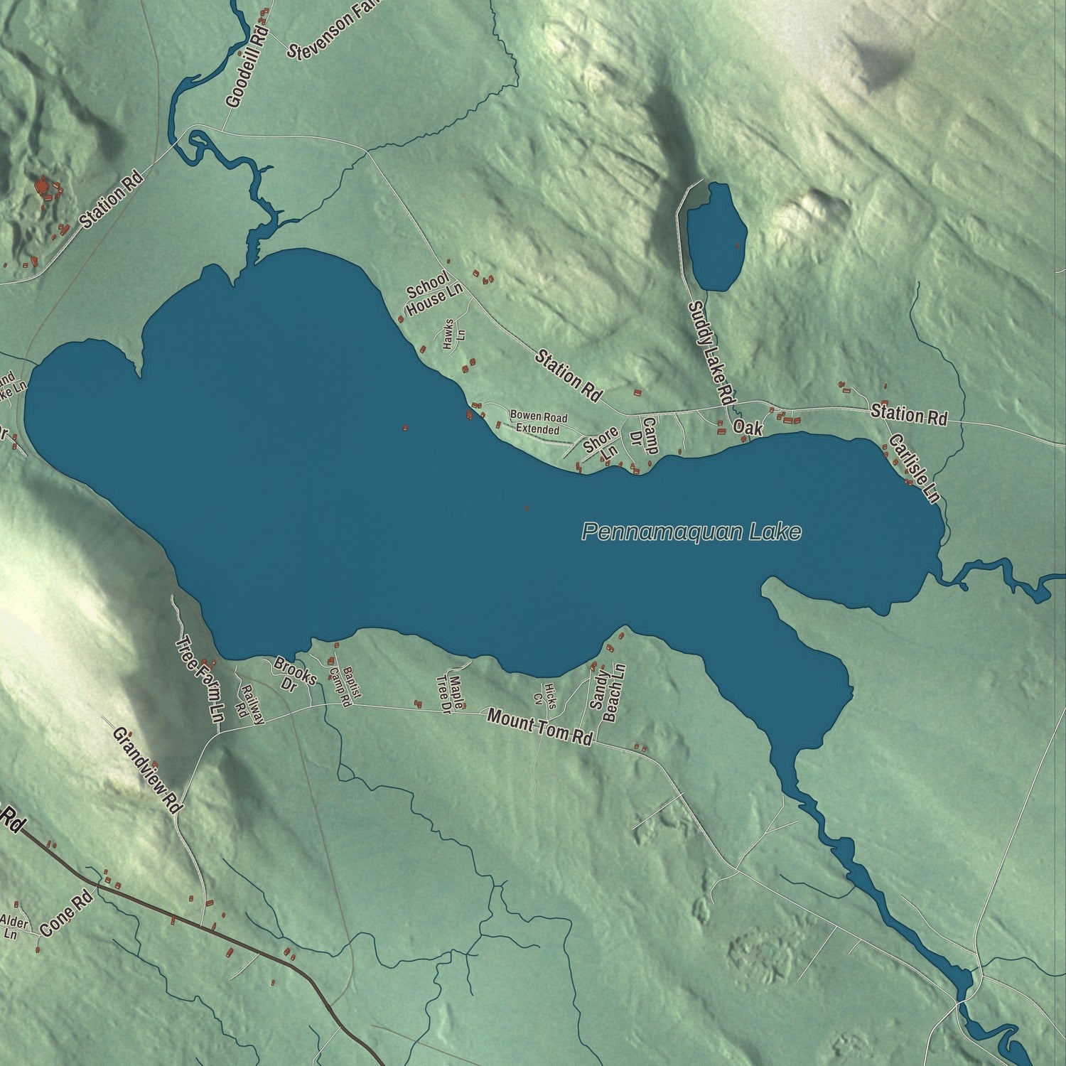 Terrain and local geography detail from the Charlotte, Maine map