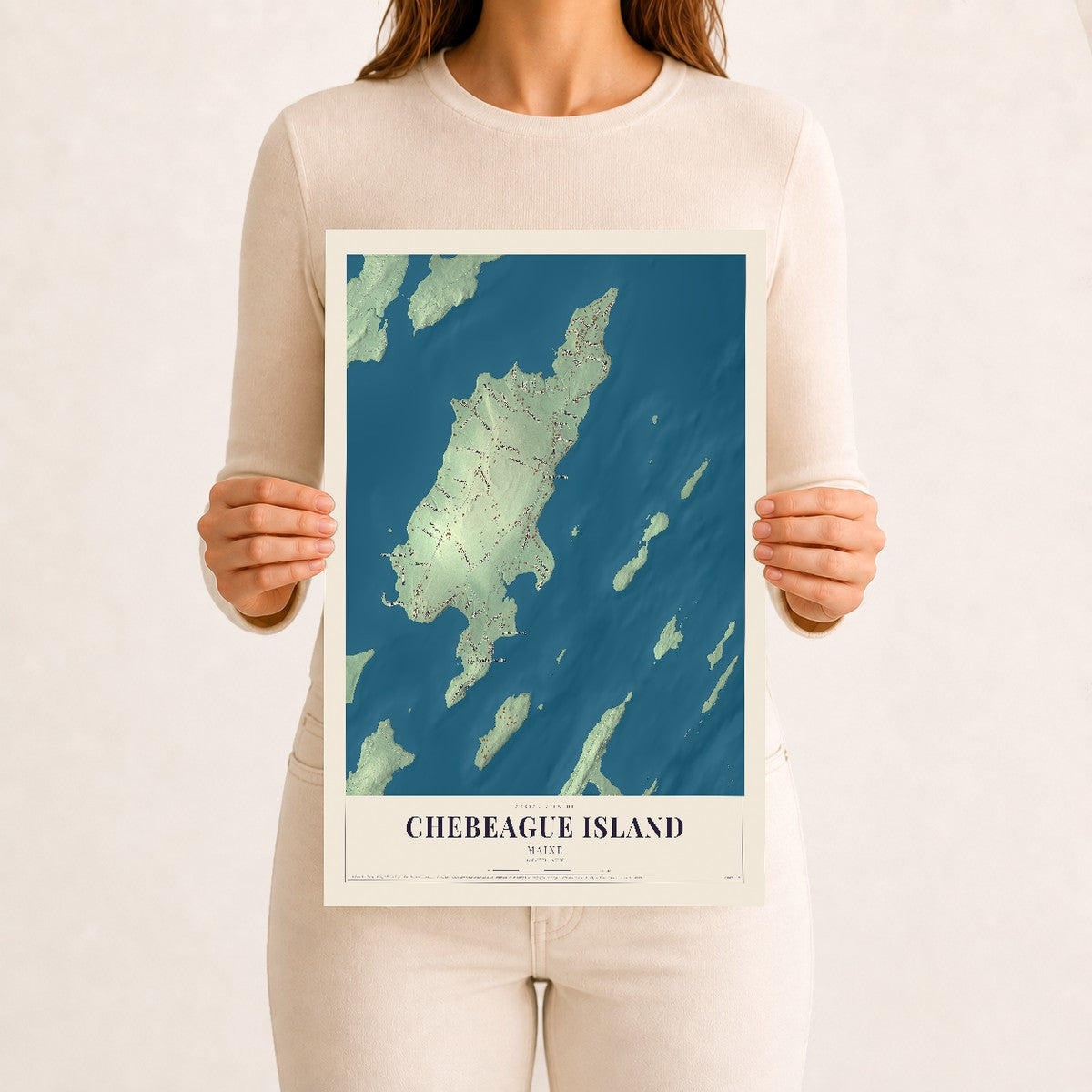Chebeague Island, Maine map print - 12 x 18 archival matte print