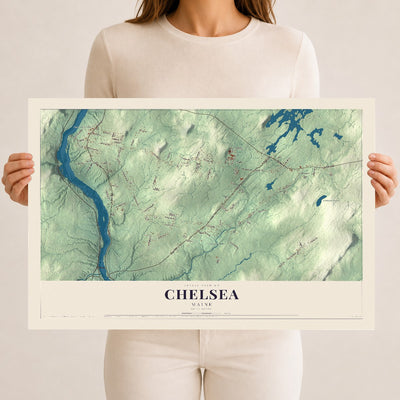 Chelsea, Maine map print - 12 x 18 archival matte print