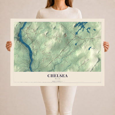 Chelsea, Maine map print - 24 x 36 archival matte print