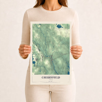 Cherryfield, Maine map print - 12 x 18 archival matte print