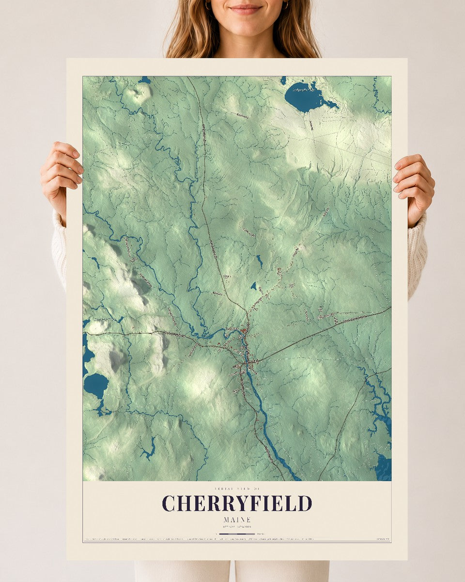 Cherryfield, Maine map print - 24 x 36 archival matte print