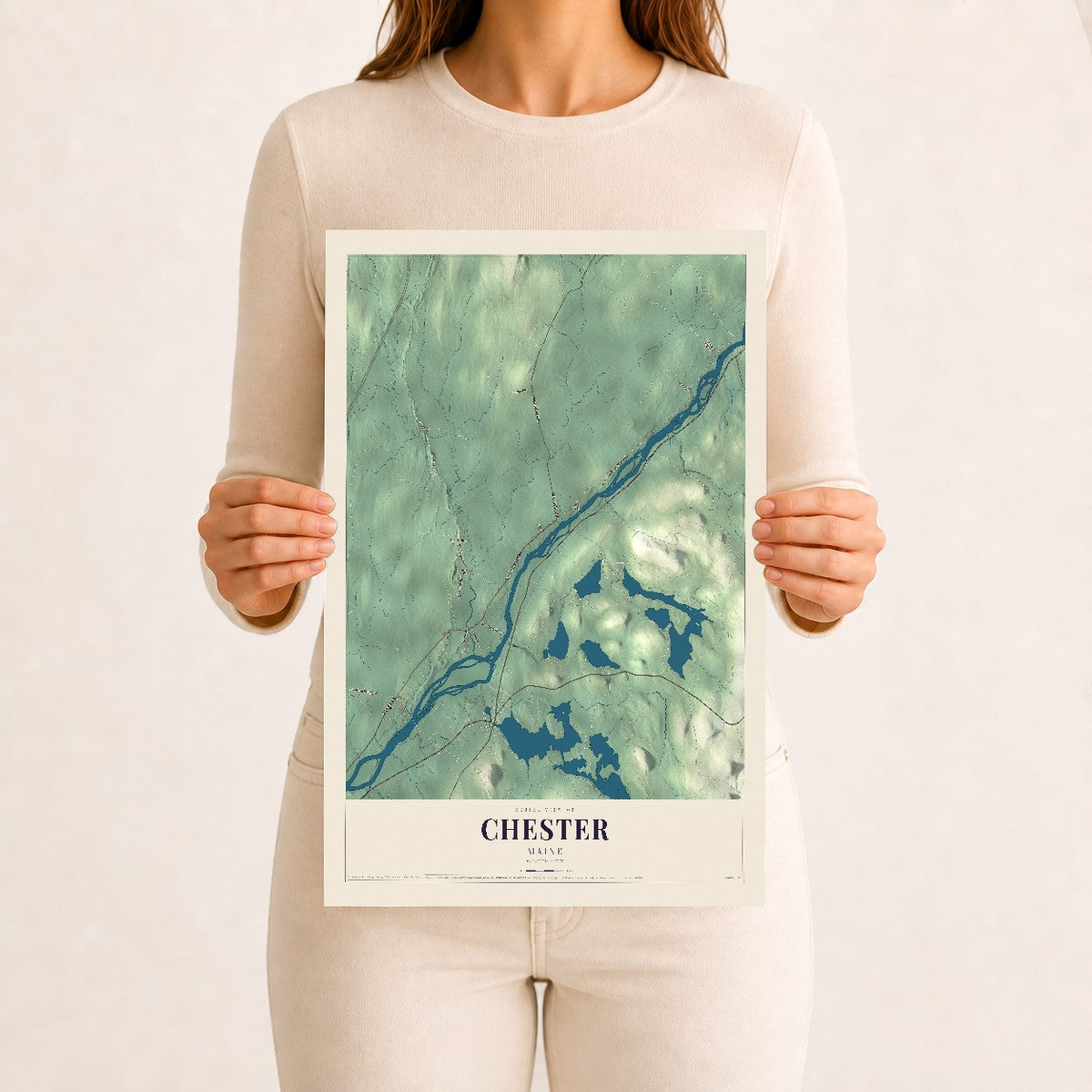 Chester, Maine map print - 12 x 18 archival matte print