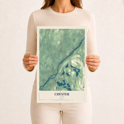 Chester, Maine map print - 12 x 18 archival matte print