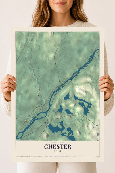 Chester, Maine map print - 18 x 24 archival matte print