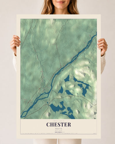 Chester, Maine map print - 24 x 36 archival matte print