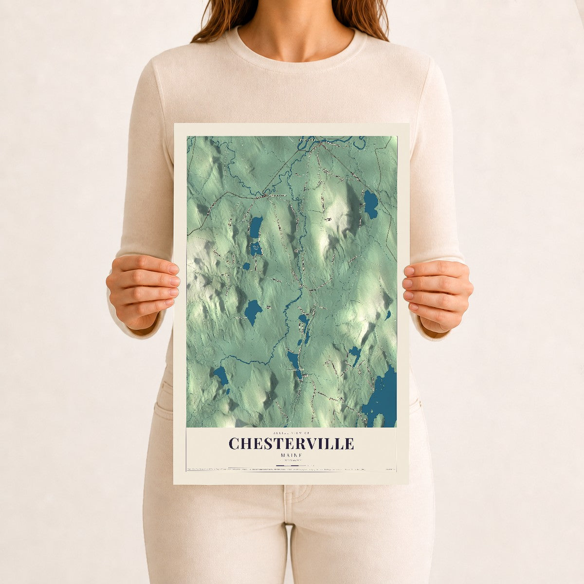 Chesterville, Maine map print - 12 x 18 archival matte print