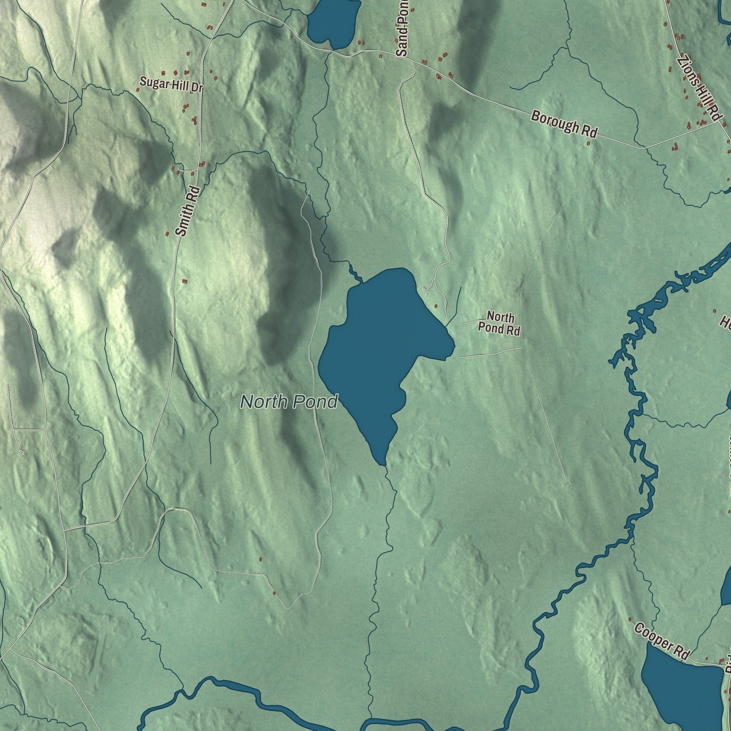 Terrain and local geography detail from the Chesterville, Maine map