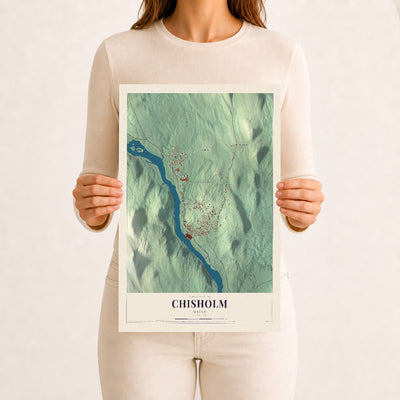 Chisholm, Maine map print - 12 x 18 archival matte print