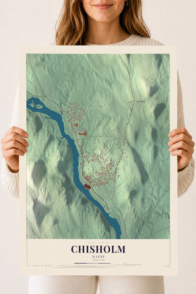 Chisholm, Maine map print - 18 x 24 archival matte print