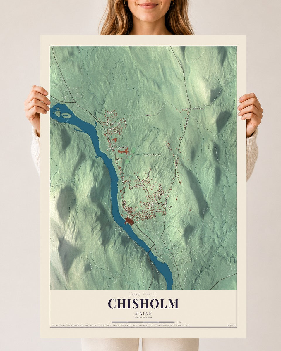 Chisholm, Maine map print - 24 x 36 archival matte print
