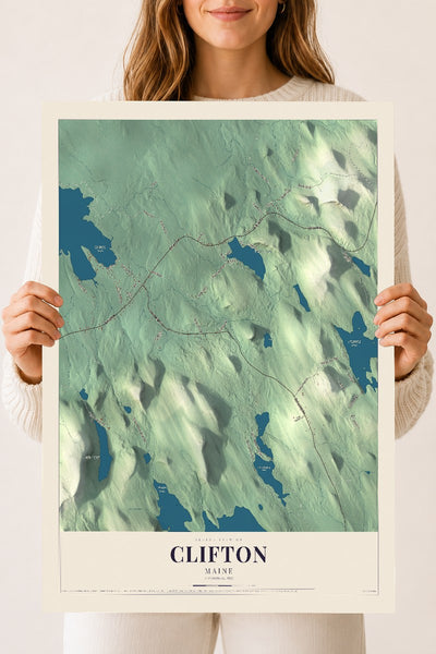 Clifton, Maine map print - 18 x 24 archival matte print