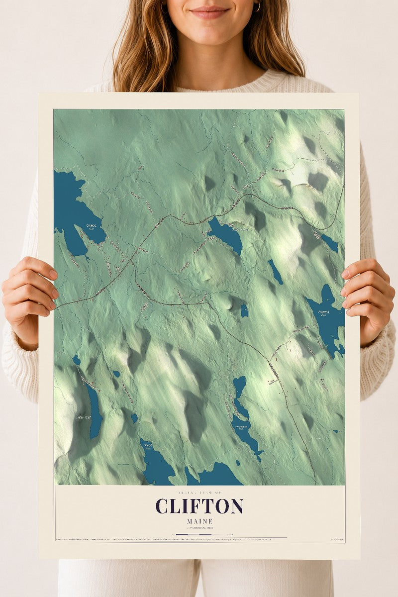 Clifton, Maine map print - 18 x 24 archival matte print