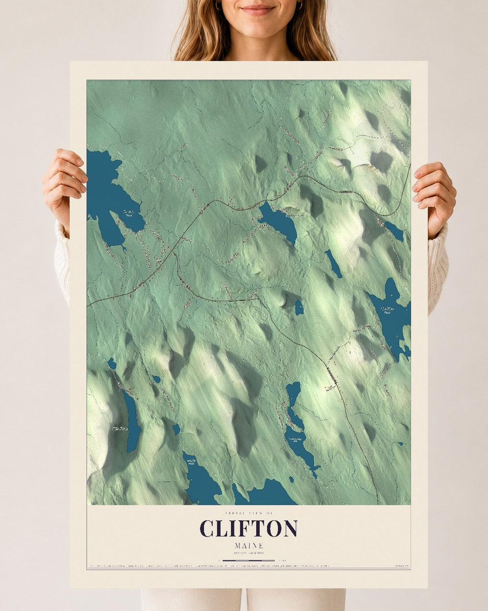 Clifton, Maine map print - 24 x 36 archival matte print