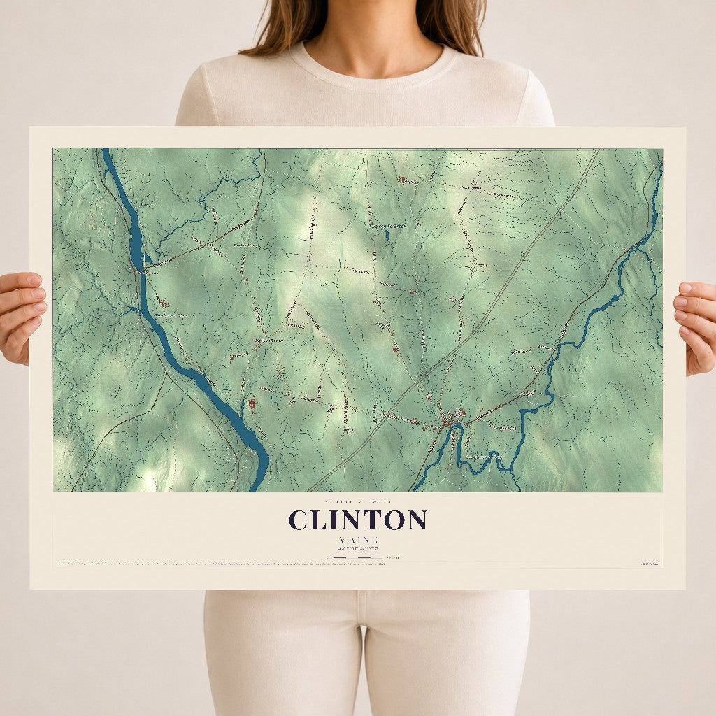 Clinton, Maine map print - 18 x 24 archival matte print