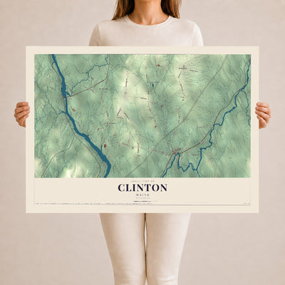 Clinton, Maine map print - 24 x 36 archival matte print
