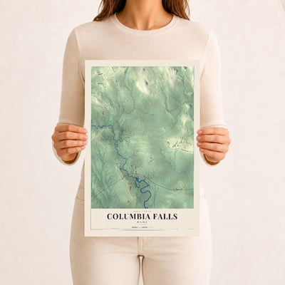 Columbia Falls, Maine map print - 12 x 18 archival matte print