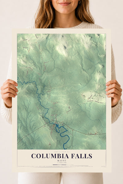 Columbia Falls, Maine map print - 18 x 24 archival matte print