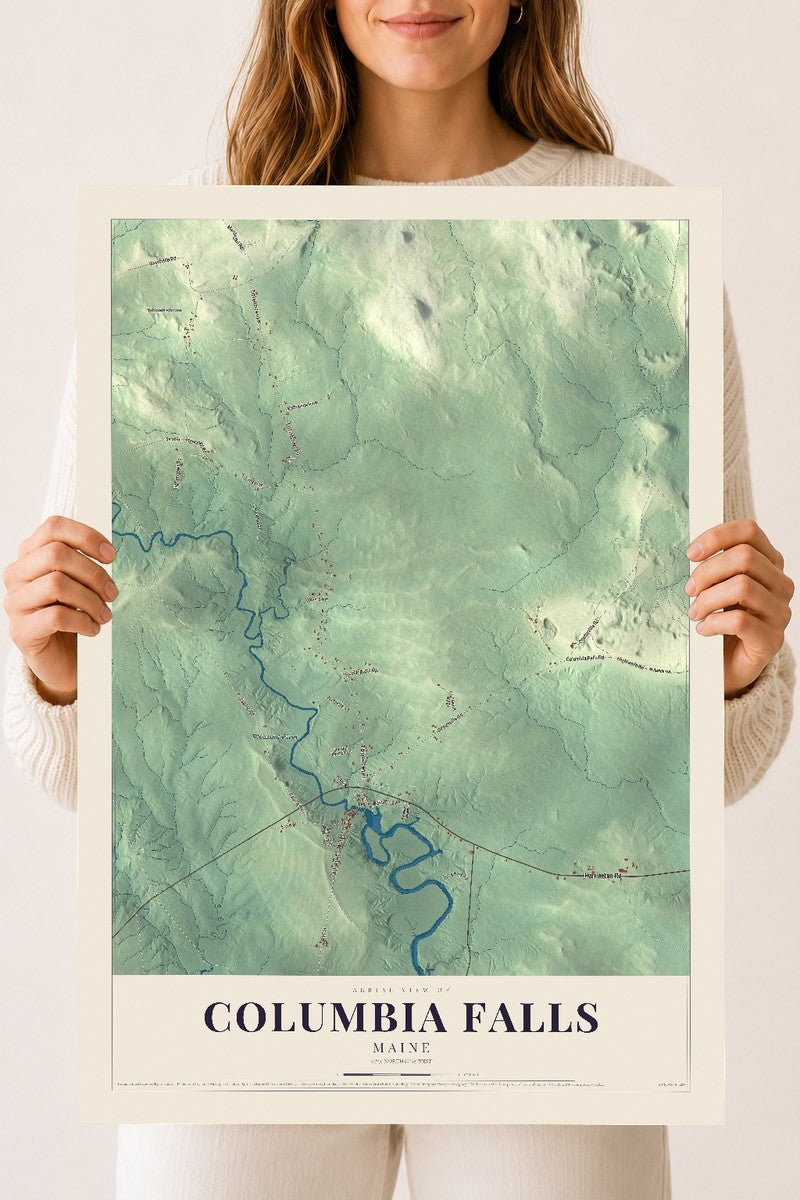 Columbia Falls, Maine map print - 18 x 24 archival matte print